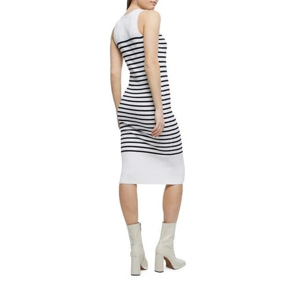 River Island Striped Sleeveless Button-up Sweater Dress Women's Navy Cream US 6 - Picture 2 of 7